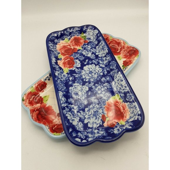 The Pioneer Woman Frontier Rose 14.17-inch Narrow Serving Platters,2-Pack - Picture 4 of 4